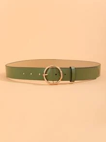 Round Buckle Belt - Green - View 2