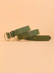 Round Buckle Belt - Green - View 3