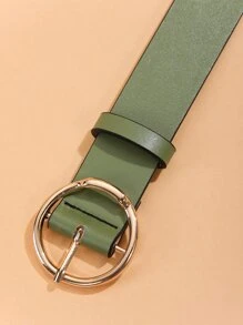 Round Buckle Belt - Green - View 4
