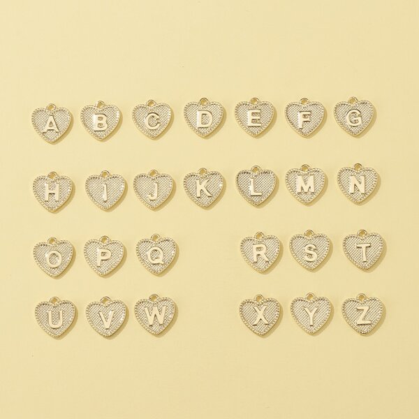 

26pcs Letter Design Pendant, Gold