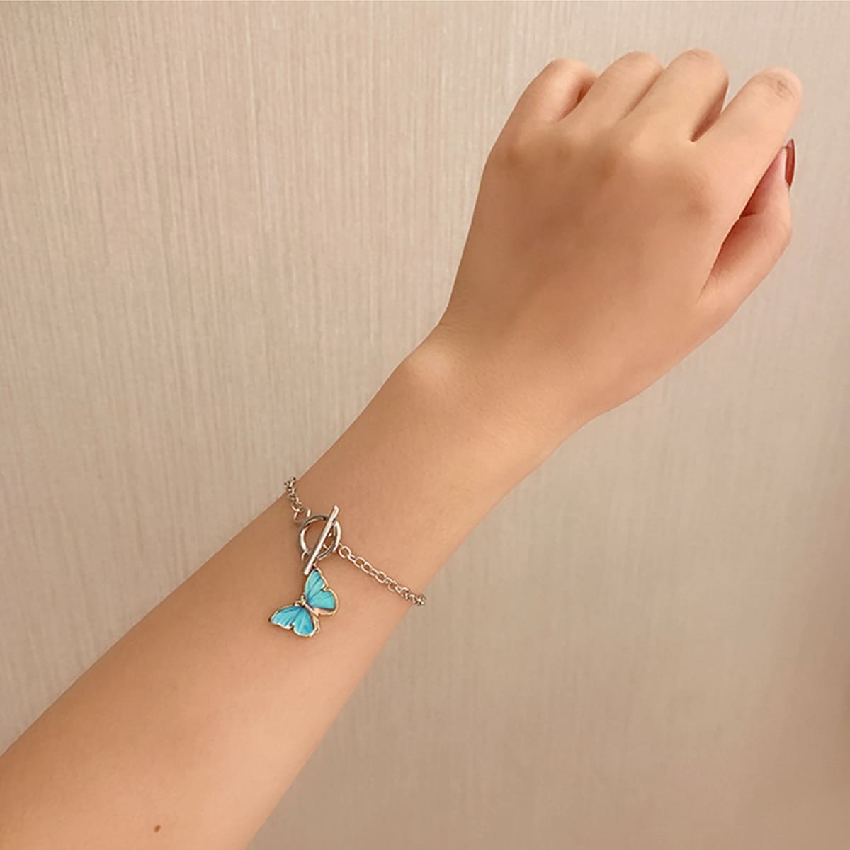 

Butterfly Charm Chain Bracelet, Baby blue