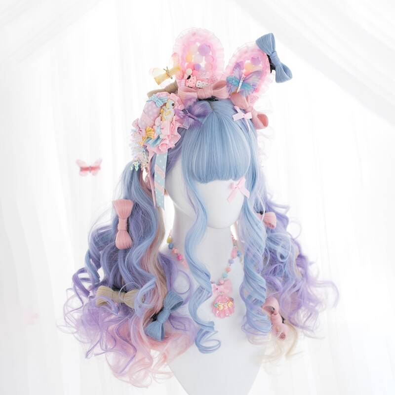 

Ombre Long Curly Wig With Bangs, Multicolor