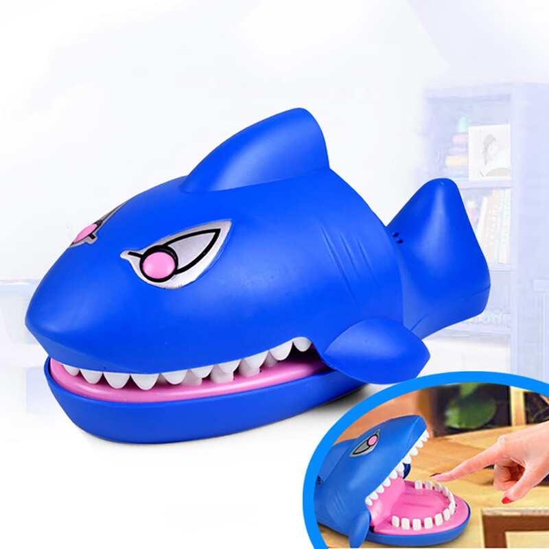 

1pc Cartoon Shark Biting Prank Toy, Blue