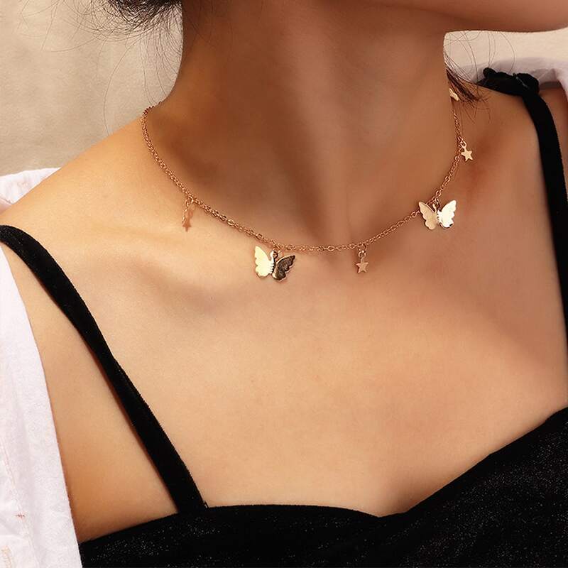 

Butterfly Decor Chain Necklace, Gold