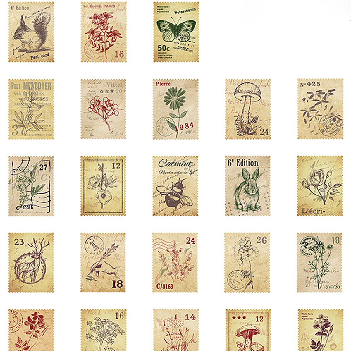 

46pcs Vintage Sticker, Multicolor