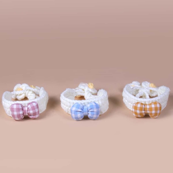 

1pc Bow Decor Random Knitted Pet Necklace, Multicolor