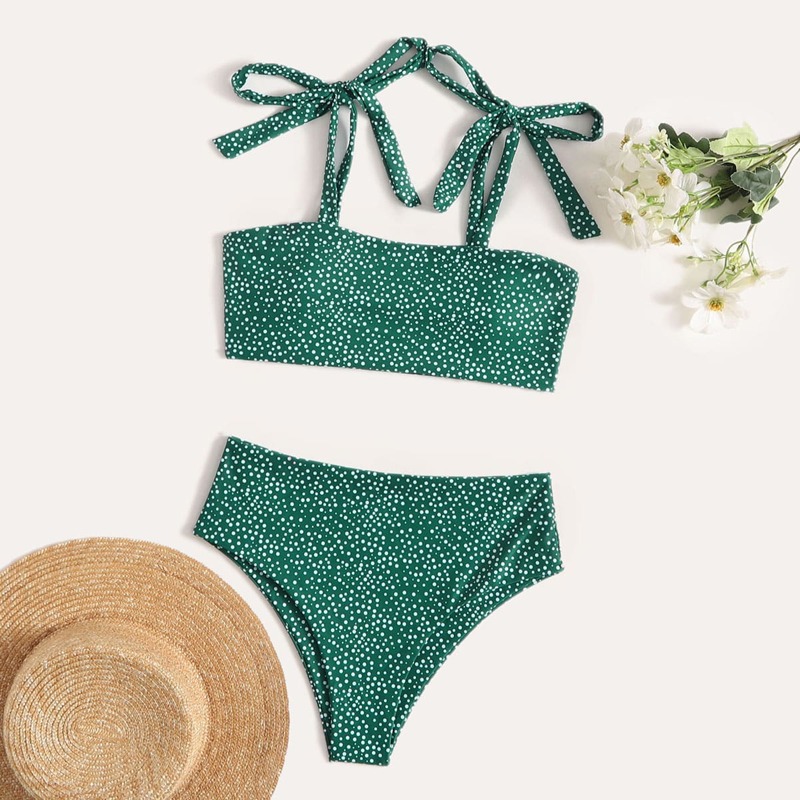 

Dot Pattern Bikini Swimsuit, Green