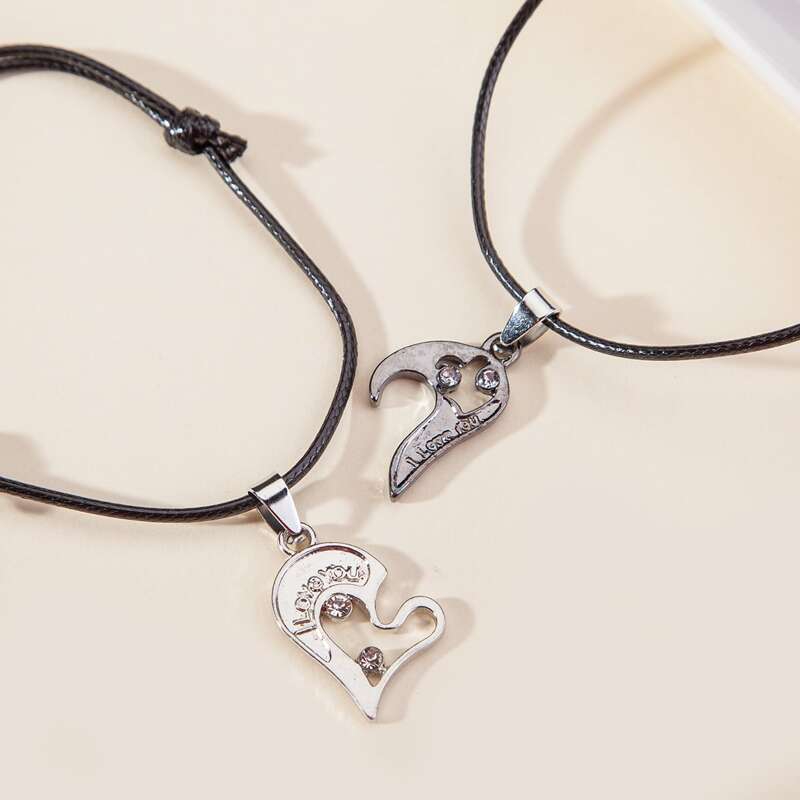 

2pcs Rhinestone Heart Bracelet, Multicolor