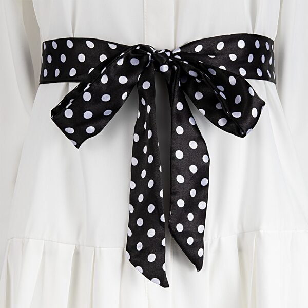 

Polka Dot Print Belt, Black