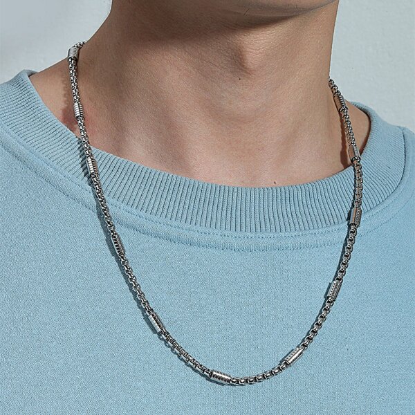 

Men Minimalist Chain Necklace, Silver