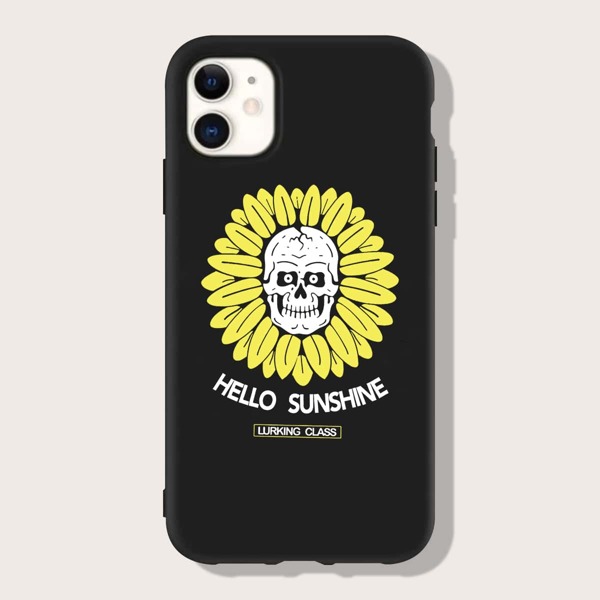 

Skull Sunflower Phone Case, Black