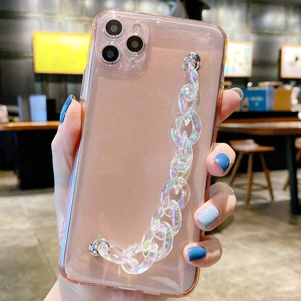 

Hand Strap Glitter Phone Case, Clear