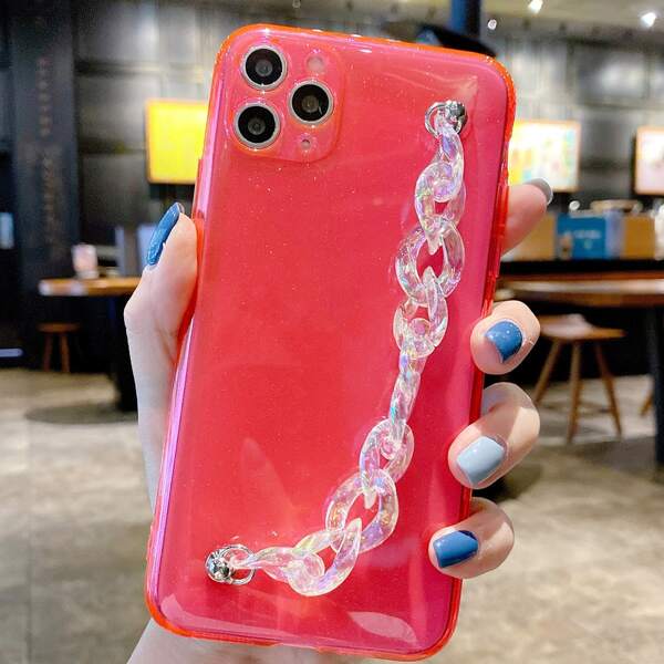 

Hand Strap Glitter Phone Case, Clear