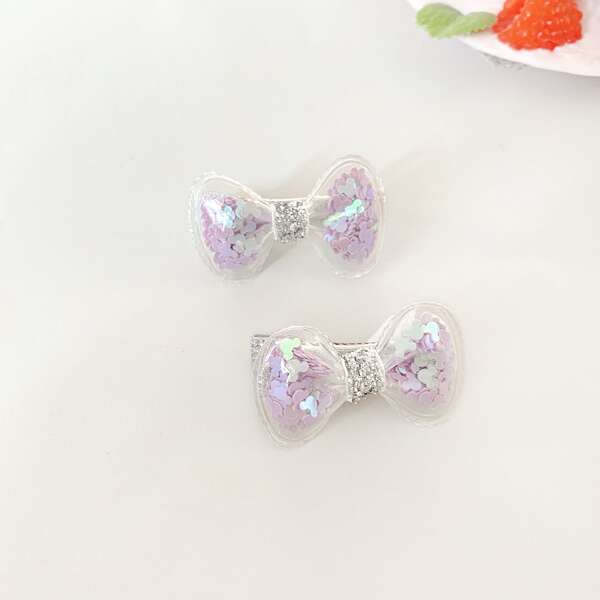 

2pcs Toddler Girls Bow Knot Hair Clip, Purple