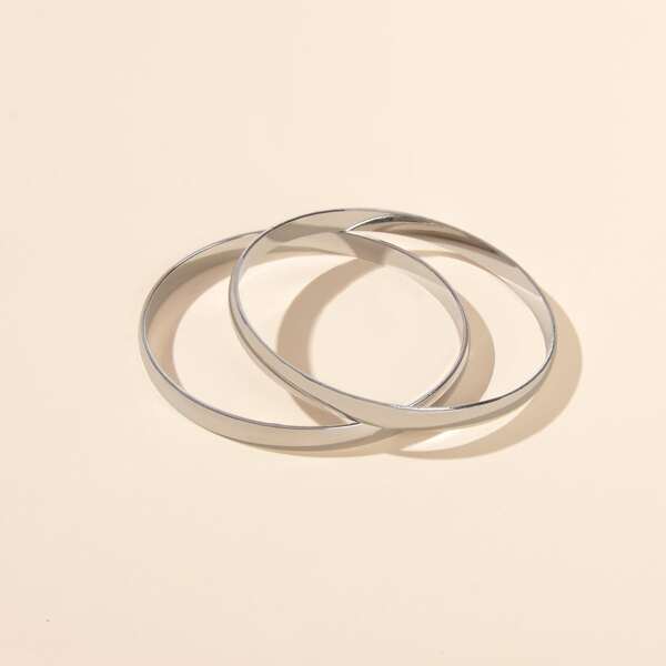 

2pcs Minimalist Bangle, Silver