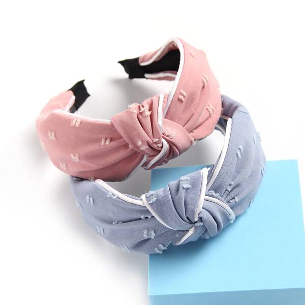 

2pcs Knot Decor Wide Headband, Multicolor