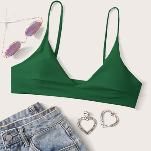 

Adjustable Strap Bikini Top, Dark green