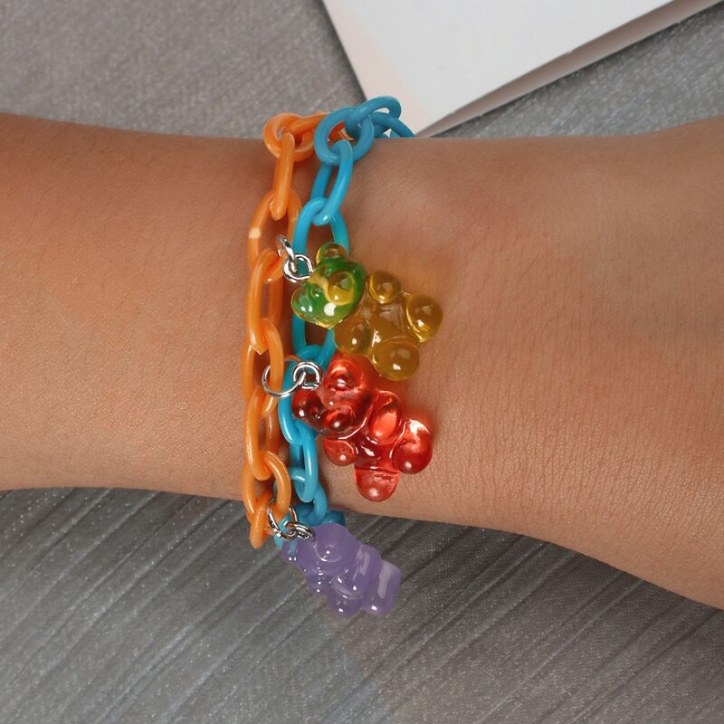 

Bear Layered Chain Bracelet, Multicolor