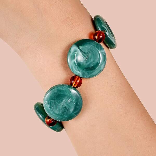 

Round Stone Beaded Bracelet, Green