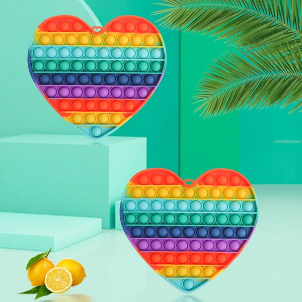 

1pc Heart Shaped Colorful Push Bubble Toy, Multicolor