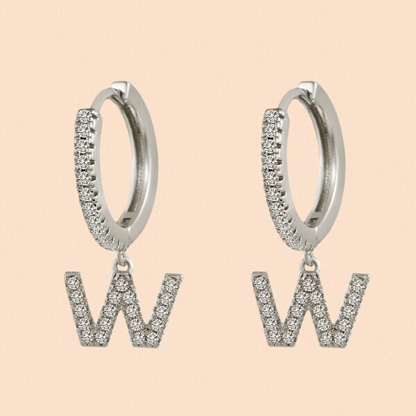 

Rhinestone Letter Decor Drop Earrings, Silver