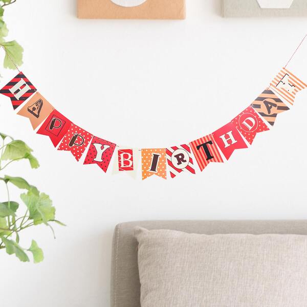 

1set Birthday Decorative Pull Flag, Multicolor