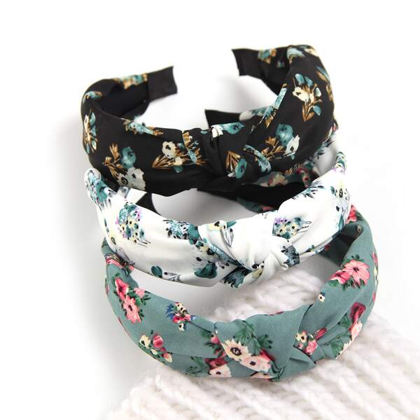 

3pcs Flower Print Headband, Multicolor