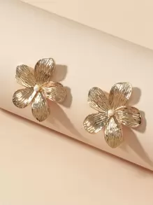 花朵图案耳环 情人节 - 金黃色 - 查看 3