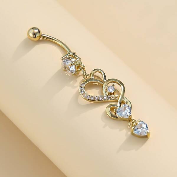 

Rhinestone Decor Belly Ring, Gold