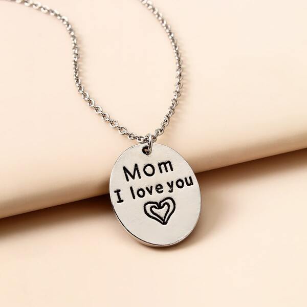 

Letter Detail Disc Charm Necklace, Silver
