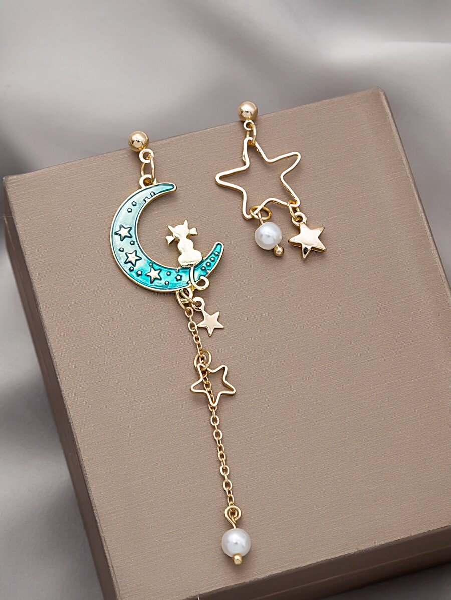 Pendientes con luna y estrella - Multicolor - Ver 1