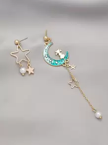 Pendientes con luna y estrella - Multicolor - Ver 2
