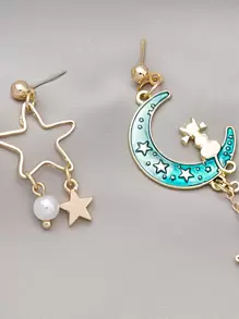 Pendientes con luna y estrella - Multicolor - Ver 3