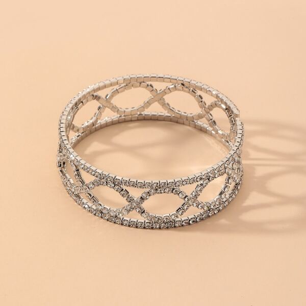 

Rhinestone Decor Bracelet, Silver