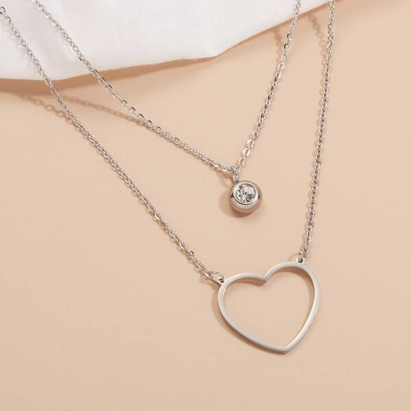 

Heart Pendant Necklace, Silver