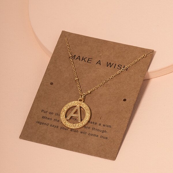 

Round Pendant Necklace, Gold