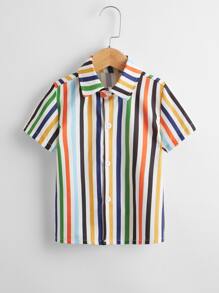 Toddler Boys Striped Button Up Shirt - Multicolor - View 1