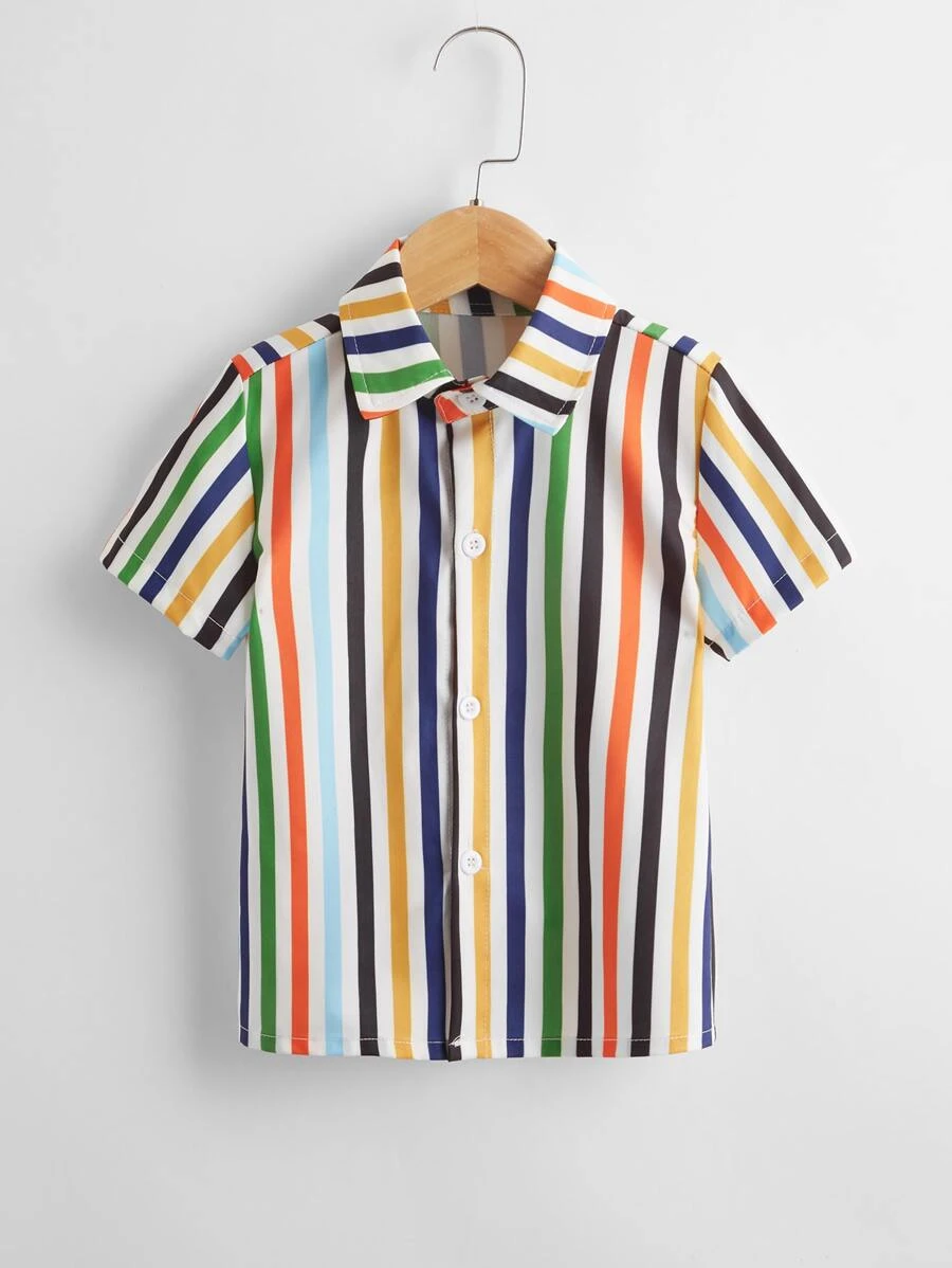 Toddler Boys Striped Button Up Shirt - Multicolor - View 1