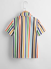 Toddler Boys Striped Button Up Shirt - Multicolor - View 2