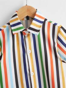Toddler Boys Striped Button Up Shirt - Multicolor - View 4