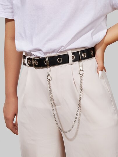 PU Leder Gürtel mit Kette Anhänger