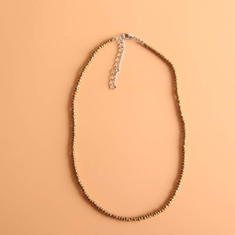 

1pc Simple Beaded Necklace, Gold