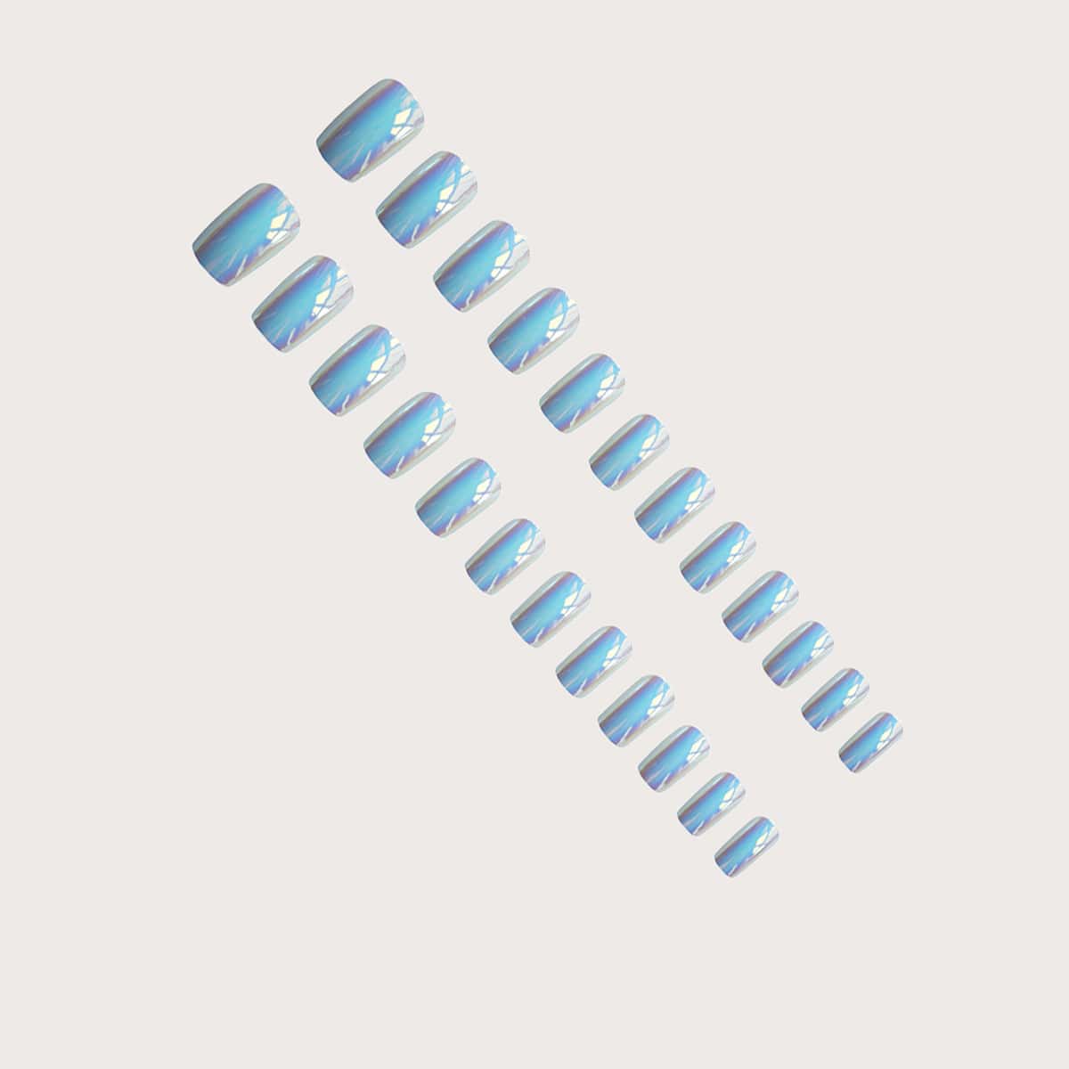 

24pcs Holographic Fake Nail, Baby blue