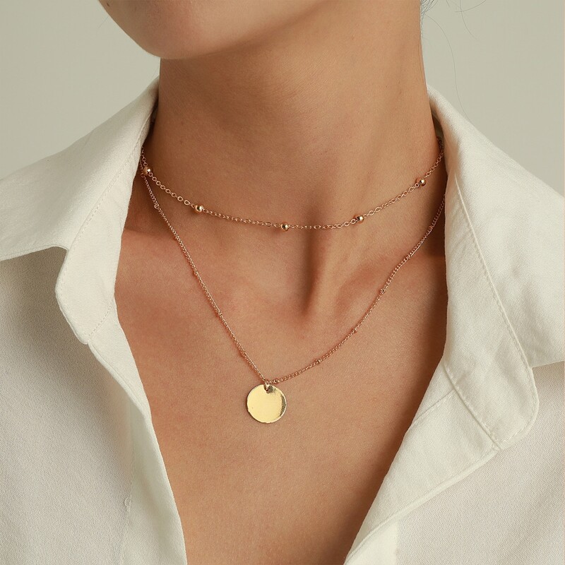 

Geo Charm Layered Chain Necklace, Gold