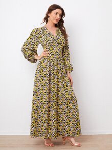 Mulvari Đầm Nút phía trước Hoa Tất cả trên in Boho - Nhiều màu - Xem 4