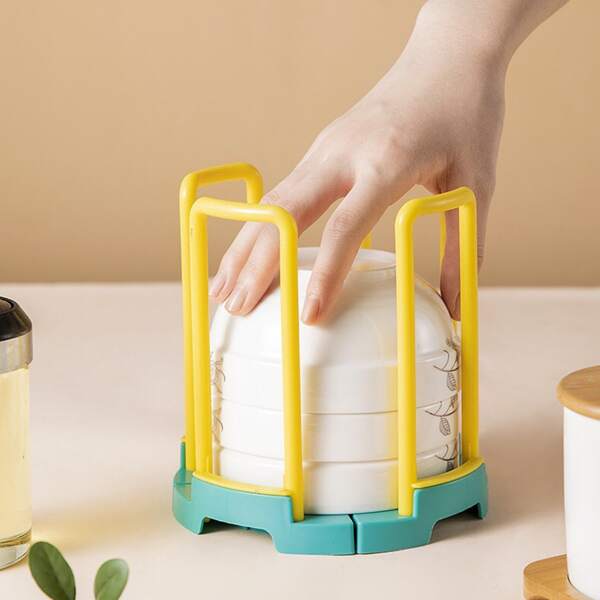 

1pc Retractable Bowl Drain Rack, Yellow