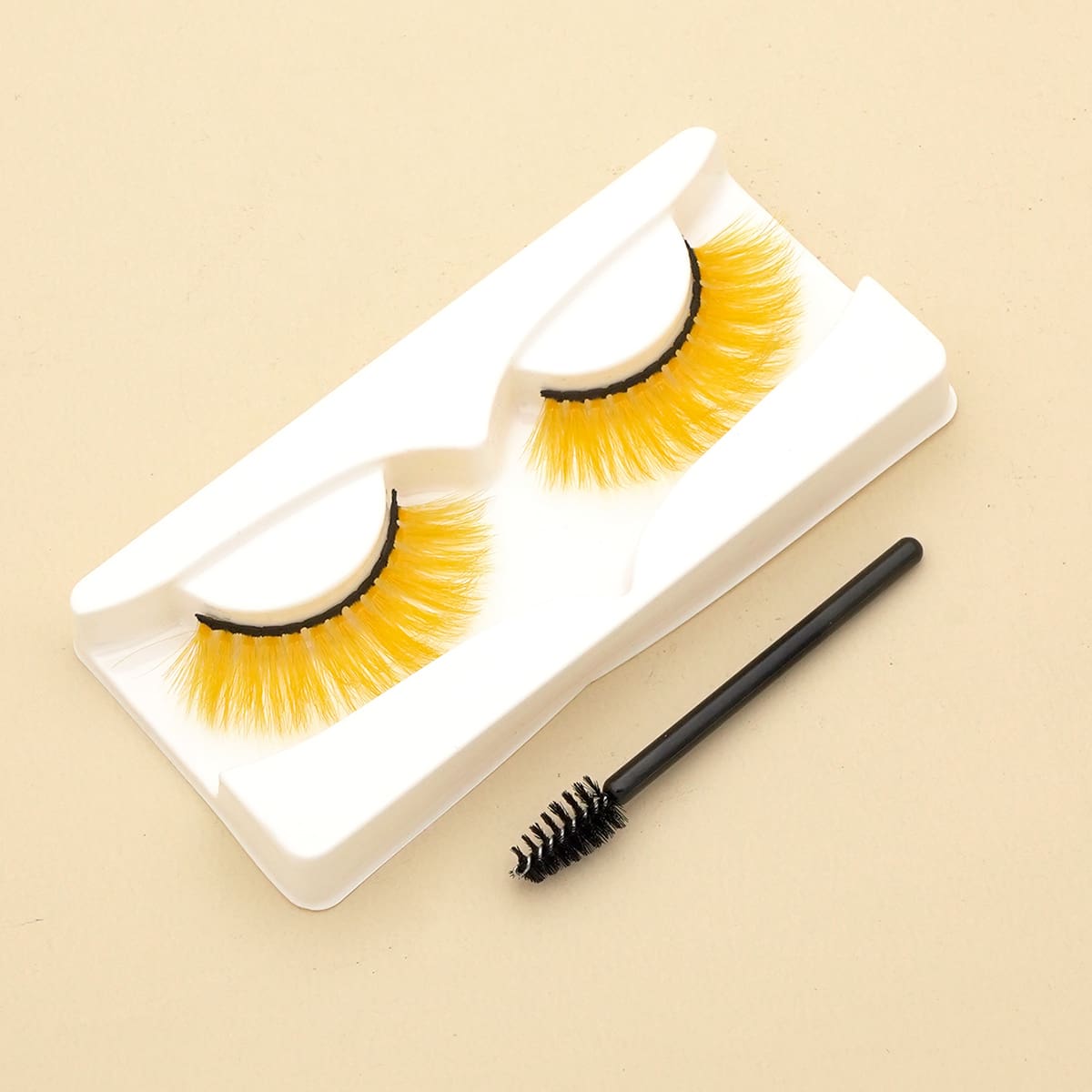 

1pair Colorful Volume Eyelashes & 1pc Brush, Multicolor