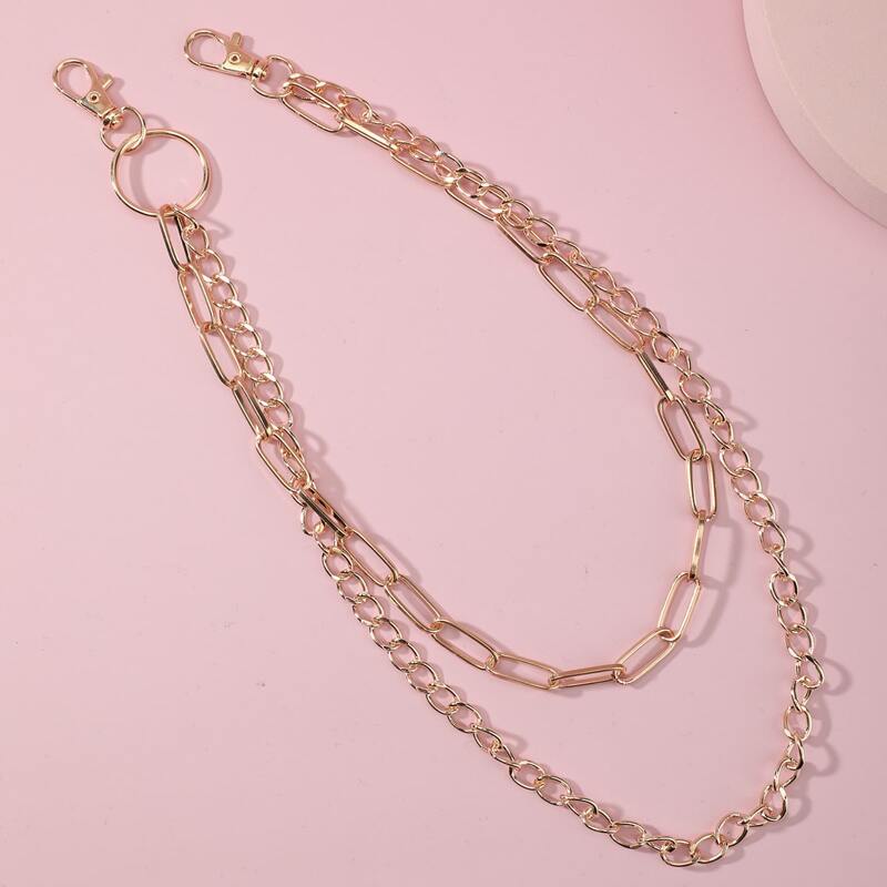 

Solid Layered Pants Chain, Gold
