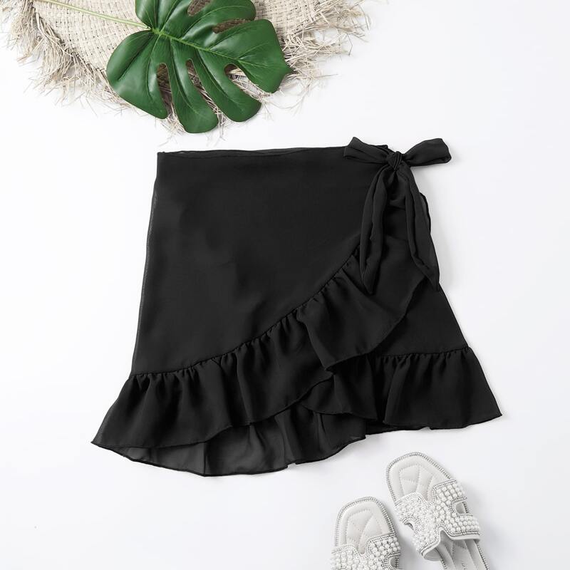 

Ruffle Knot Cover Up, Black