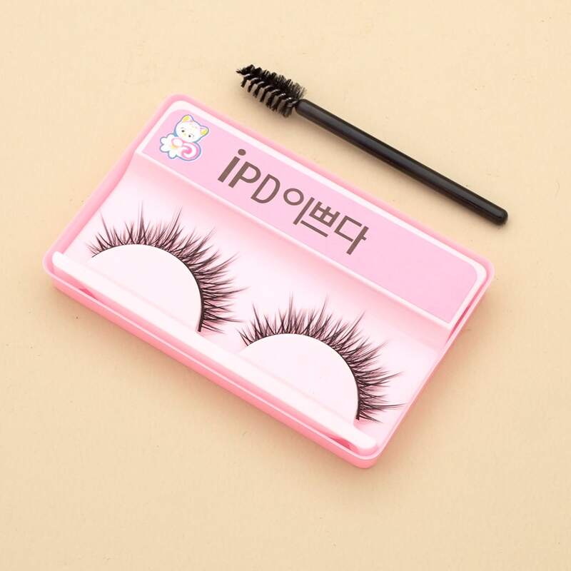 

1pair Natural False Eyelashes & 1pc Brush, Black